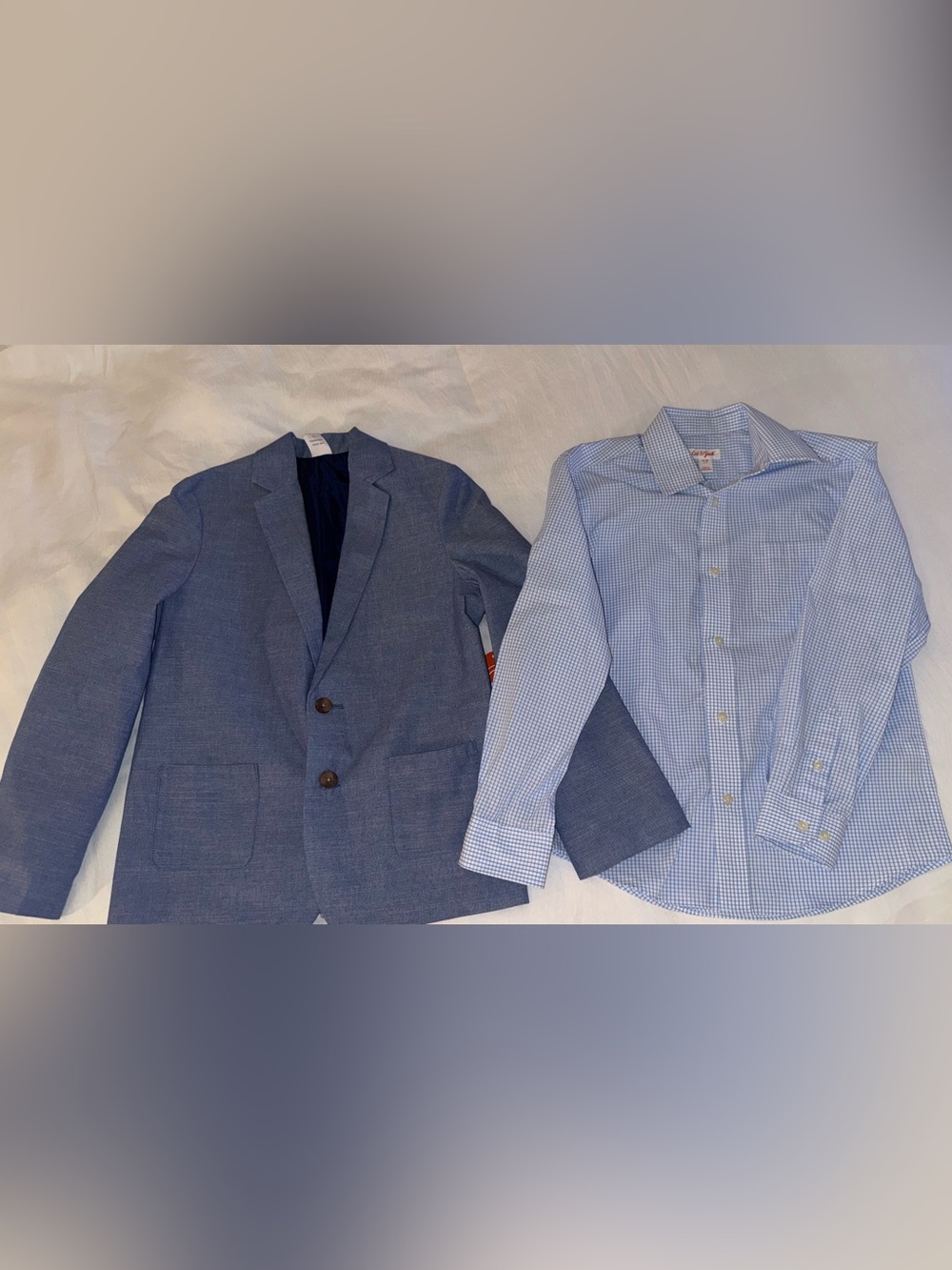 Bundle Light Blue Blazer with Navy Lining and Cat/Jack check button up